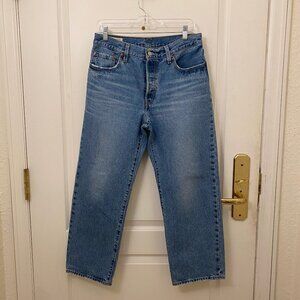 Excellent Levis 501 90's Straight Blue Wash Denim Jeans Size 28X27